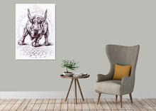 Load image into Gallery viewer, INTALENCE ART Charging Bull Wall Art Décor. Modern Black and White Home Office Canvas Print