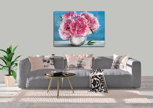 INTALENCE ART Pink Peony Wall Art Décor Modern Print on Canvas